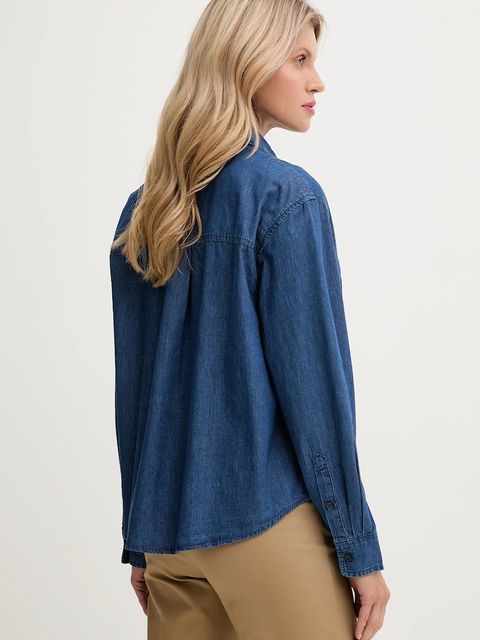 United Colors of Benetton koszula jeansowa damska kolor niebieski regular z kołnierzykiem klasycznym 5DHJDQ0CJ