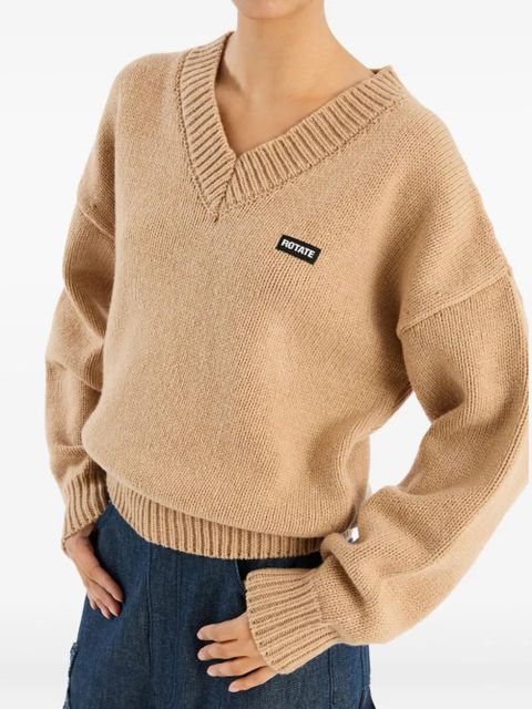 ROTATE BIRGER CHRISTENSEN V-neck wool sweater - Brown - zdjęcie produktu nr 2