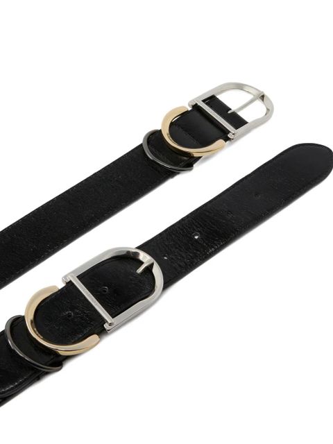 PINKO oval-buckle lambskin belt - Black