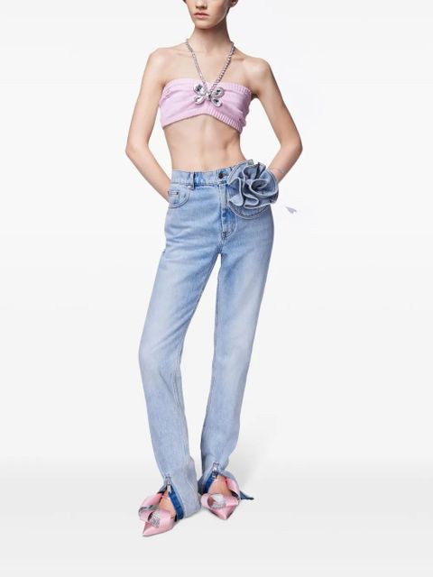 AREA Crystal Butterfly knitted bandeau - Pink