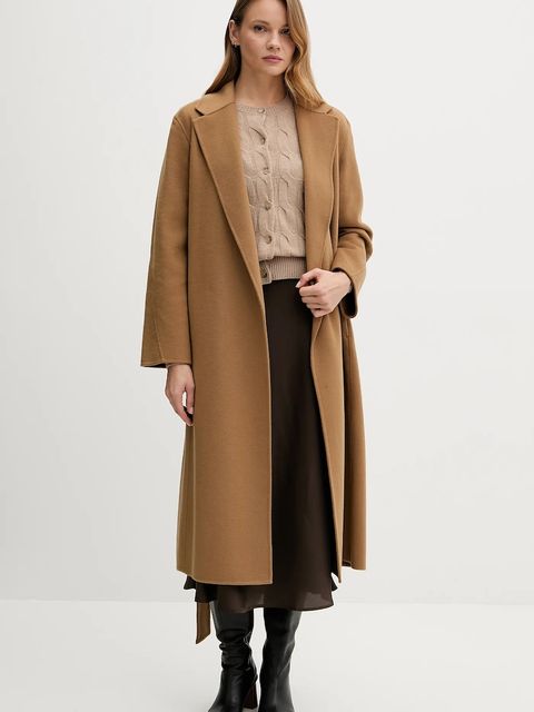 Tommy Hilfiger płaszcz z wełną kolor brązowy WW0WW47286 - zdjęcie produktu nr 2