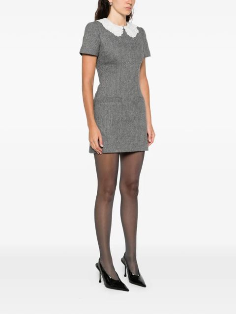 Self-Portrait herringbone mini dress - Grey