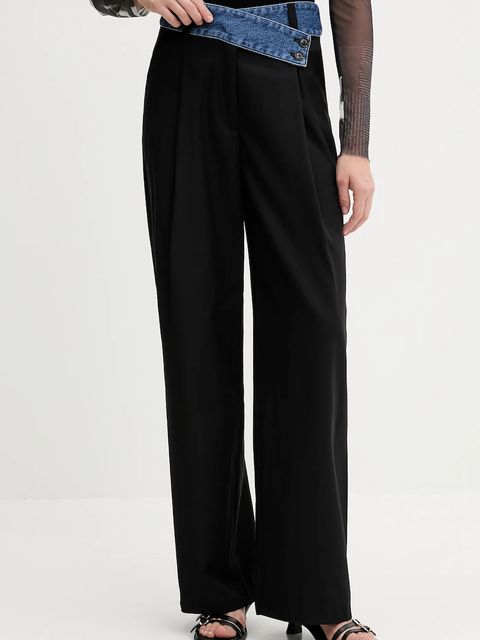 Desigual spodnie z domieszką wełny DENIMWAIST kolor czarny 25WWPW03 - zdjęcie produktu nr 1