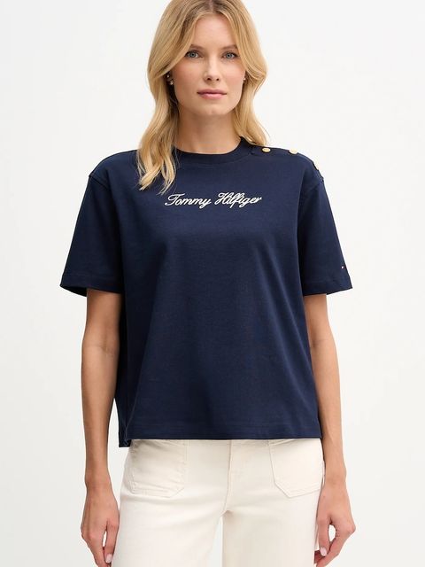 Tommy Hilfiger t-shirt bawełniany damski kolor granatowy WW0WW47819 - zdjęcie produktu nr 1