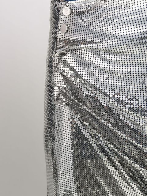 Rabanne chainmail ruched skirt - Silver