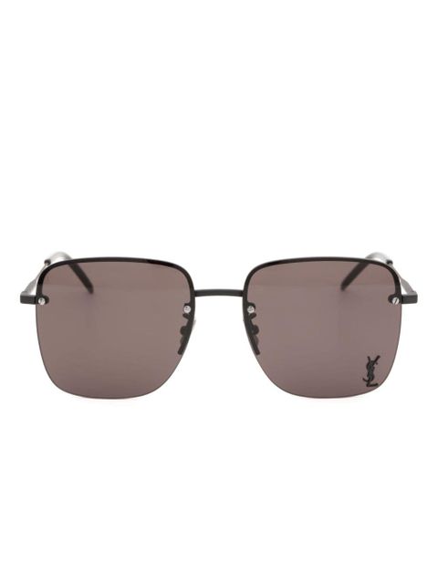 Saint Laurent Cassandre-plaque sunglasses - Black