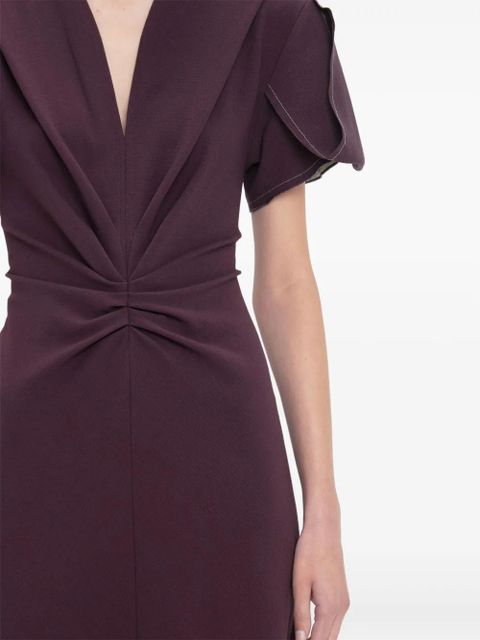 Victoria Beckham gathered V-neck midi dress - Purple