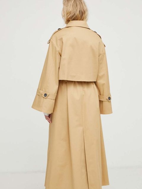 By Malene Birger płaszcz damski kolor beżowy przejściowy dwurzędowy