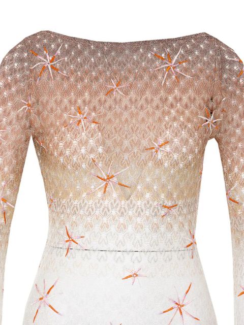 Missoni embroidered mesh long-sleeved dress - White