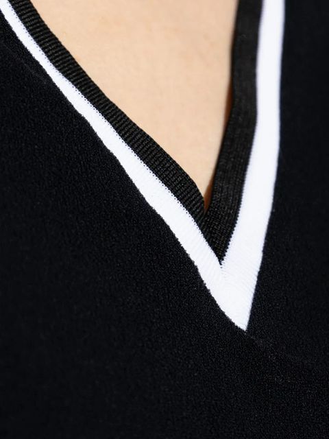 Balmain contrast-trim V-neck mini dress - Black