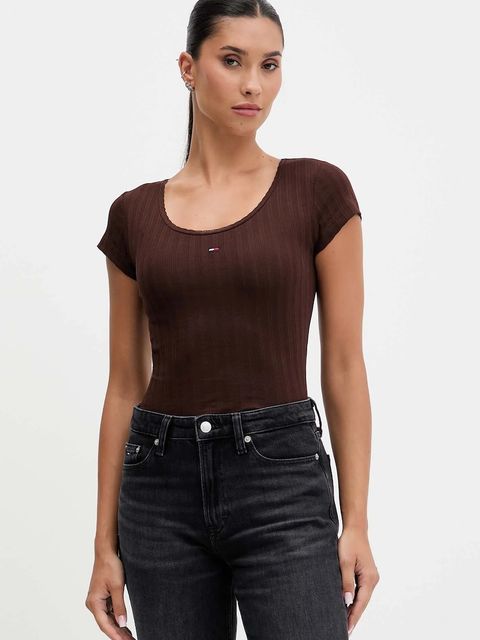 Tommy Jeans t-shirt damski kolor brązowy DW0DW21570 - zdjęcie produktu nr 1
