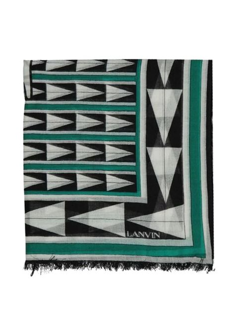 Lanvin geometric-print logo scarf - Green