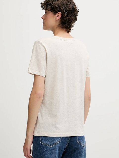 Tommy Hilfiger t-shirt bawełniany damski kolor beżowy WW0WW40276