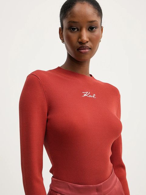 Karl Lagerfeld sweter damski kolor pomarańczowy lekki A3W18025