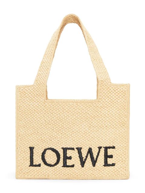 LOEWE Medium LOEWE Font Tote in raffia - Neutrals - zdjęcie produktu nr 1