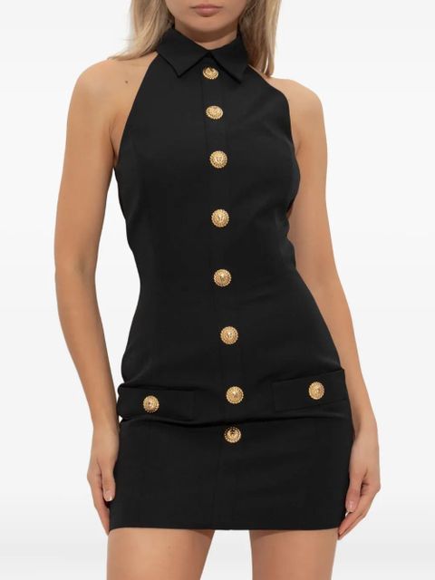 Balmain halterneck buttoned mini dress - Black