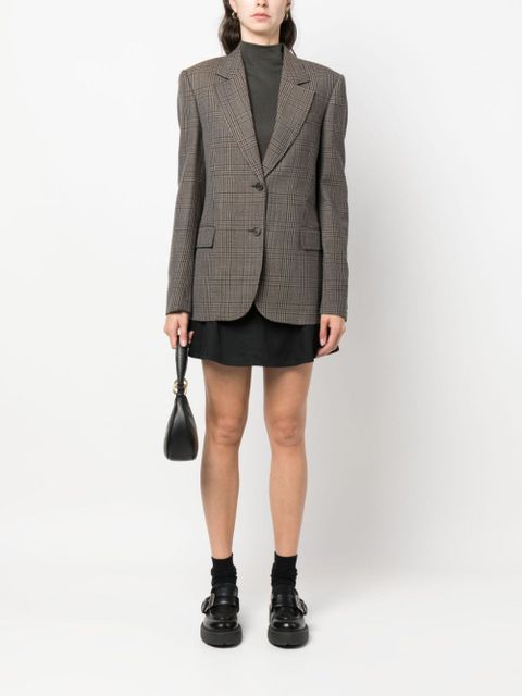 Miu Miu plaid-check single-breasted blazer - Brown