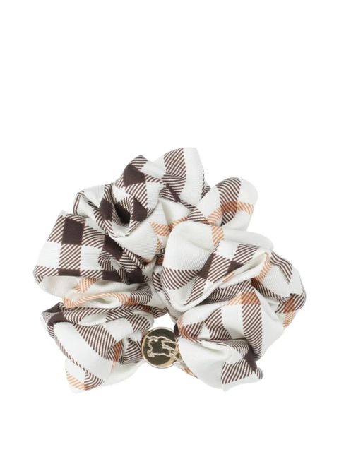 Burberry check silk scrunchie - White