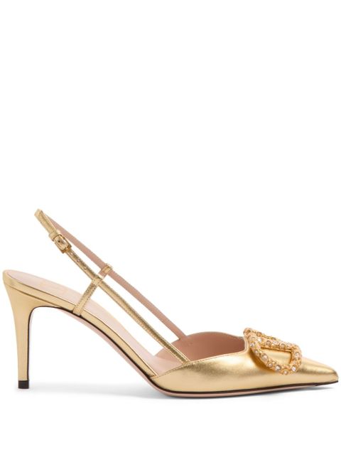 Valentino Garavani 80mm VLogo Signature slingback pumps - Gold