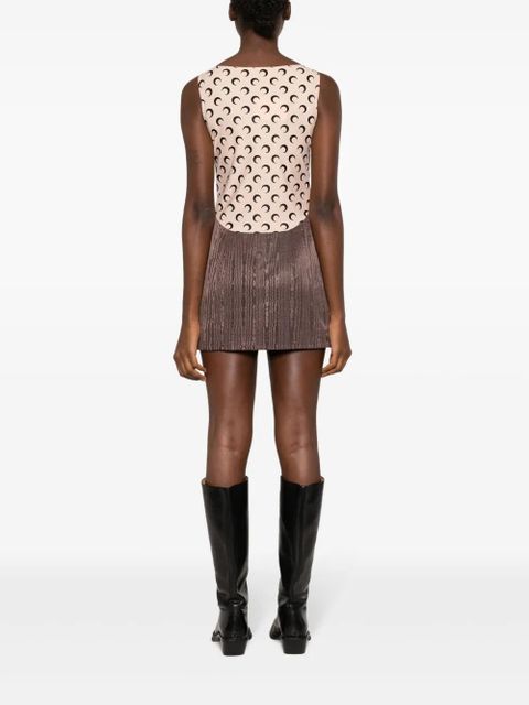 Marine Serre Crescent-Moon panelled minidress - Brown