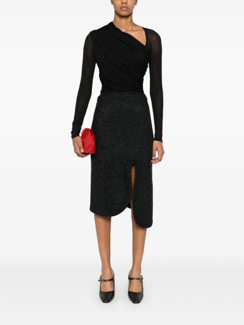 Victoria Beckham padded-trim midi skirt - Grey