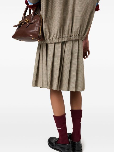 Miu Miu checked pleated midi skirt - Green