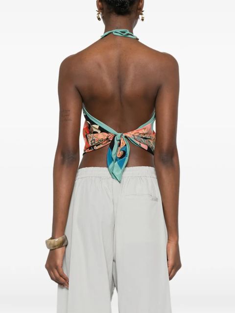 ETRO halterneck printed top - Black