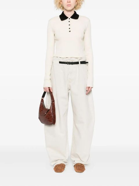 AMIRI ribbed-knit polo top - Neutrals