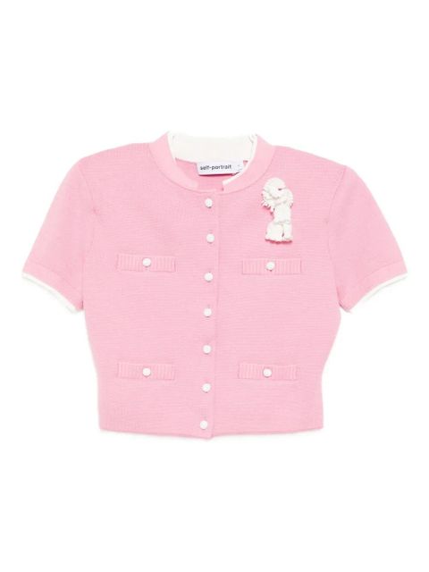 Self-Portrait crochet-flower knitted top - Pink