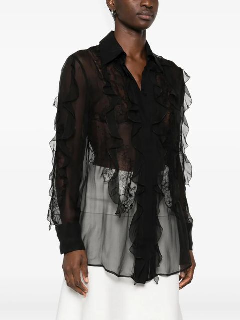 Valentino Garavani floral-embroidered blouse - Black