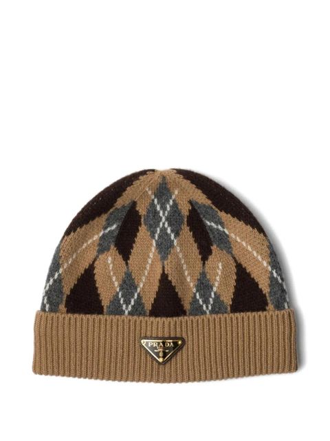 Prada argyle knit beanie - Brown - zdjęcie produktu nr 1