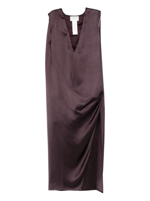Sportmax V-neck draped maxi dress - Brown