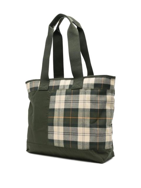 Barbour check-panel tote bag - Green