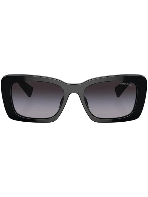 Miu Miu Eyewear logo-plaque square-frame sunglasses - Black - zdjęcie produktu nr 1