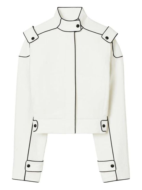 Tory Burch contrast-stitch cropped jacket - White - zdjęcie produktu nr 1