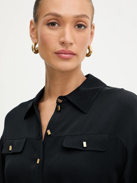 Marciano by Guess koszula ANITA damska kolor czarny relaxed z kołnierzykiem klasycznym 5YGH13 7356A