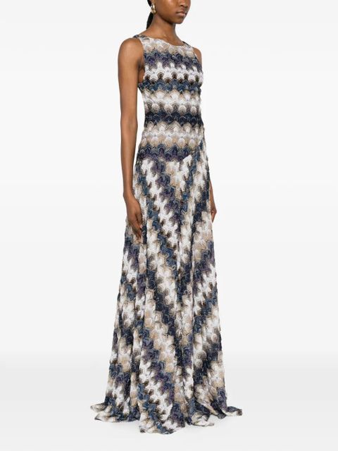 Missoni zigzag-pattern open-back maxi dress - Neutrals