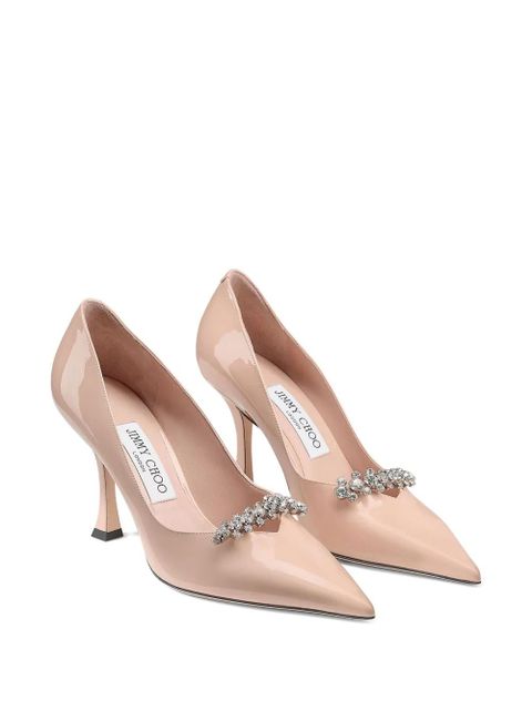 Jimmy Choo 90mm Belinda patent-leather crystal-embellished pumps - Neutrals - zdjęcie produktu nr 2