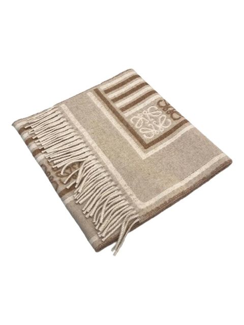 LOEWE logo-pattern fringed scarf - Neutrals - zdjęcie produktu nr 1