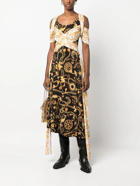 Marine Serre Nuisette draped midi dress - Neutrals