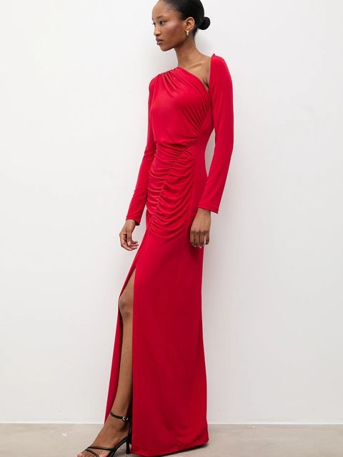 Answear.LAB sukienka kolor czerwony maxi dopasowana - zdjęcie produktu nr 1