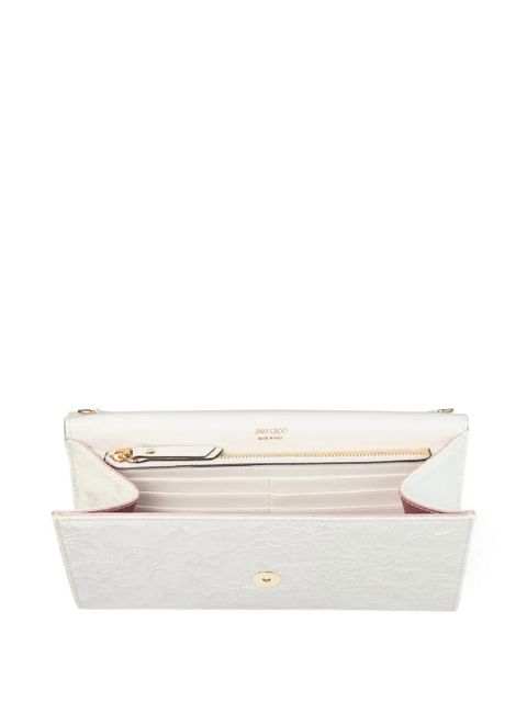 Jimmy Choo Emmie floral chain clutch bag - White
