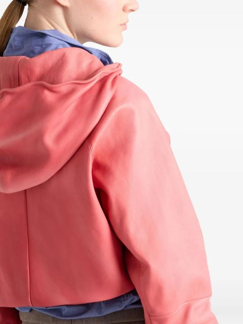 Prada hooded leather jacket - Pink