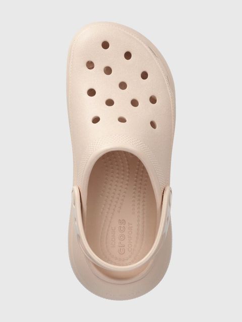Crocs klapki Classic Crush Clog damskie kolor różowy na koturnie 206121 - zdjęcie produktu nr 2