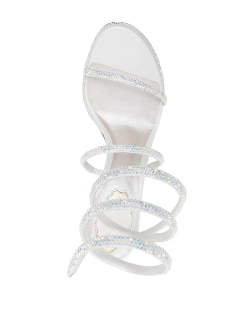 René Caovilla 80mm rhinestone strappy sandals - White