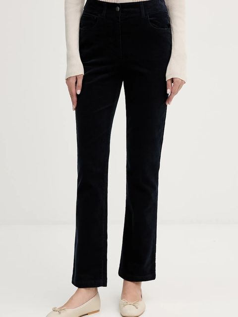 Sisley spodnie sztruksowe kolor granatowy proste high waist 46C2LE02W - zdjęcie produktu nr 1