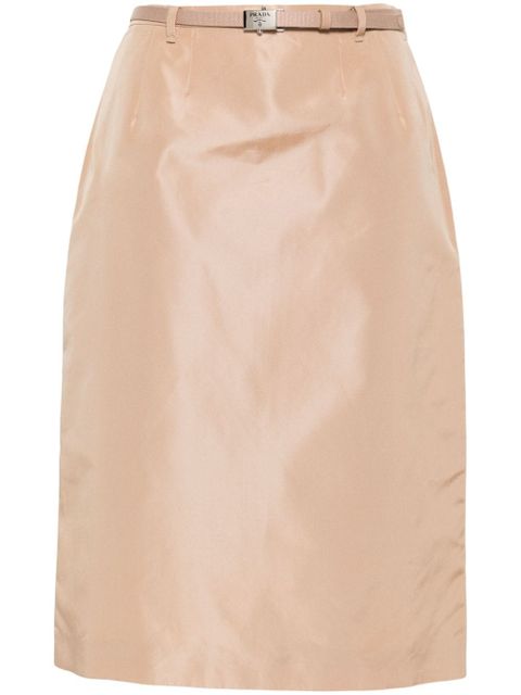 Prada logo-buckle straight faille skirt - Neutrals - zdjęcie produktu nr 1