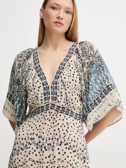 Hoss Intropia sukienka kolor beżowy maxi rozkloszowana 8229096