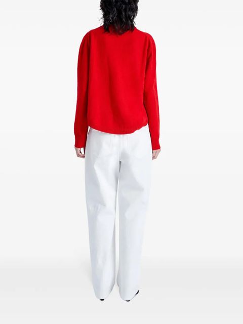 Proenza Schouler intarsia knit-logo merino-wool jumper - Red