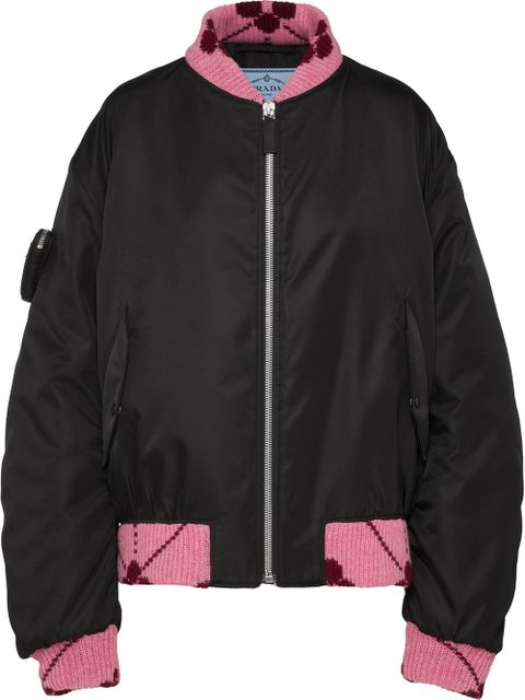 Prada Re-Nylon jacquard-trim bomber jacket - Black - zdjęcie produktu nr 1
